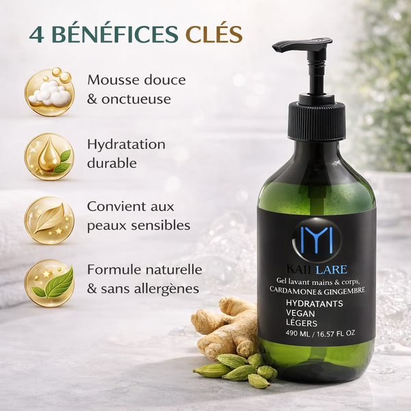 Gel lavant mains & corps, CARDAMONE & GINGEMBRE - vue 4